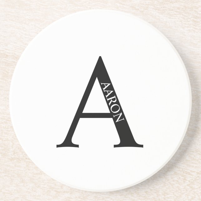 Personalisiertes Monogramm und Name Sandstone Unte Getränkeuntersetzer (Vorne)