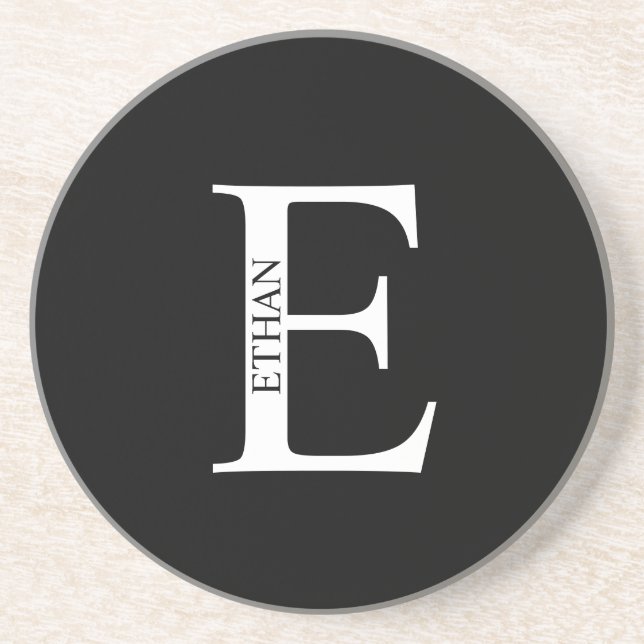 Personalisiertes Monogramm und Name Sandstone Unte Getränkeuntersetzer (Vorne)