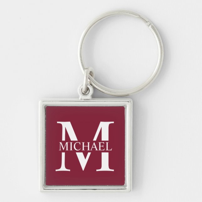 Personalisiertes Monogramm und Name Schlüsselanhänger (Vorne)