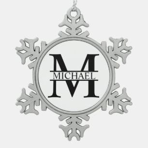 Personalisiertes Monogramm und Name Schneeflocken Zinn-Ornament