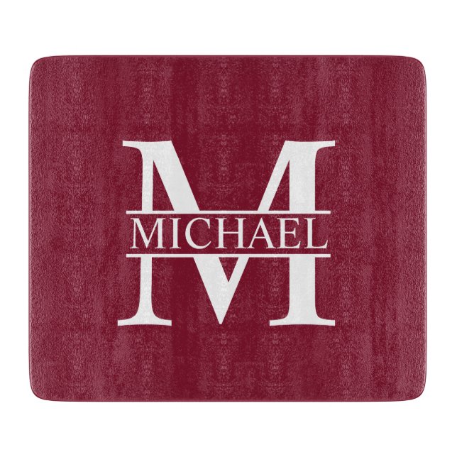 Personalisiertes Monogramm und Name Schneidebrett (Vorderseite)