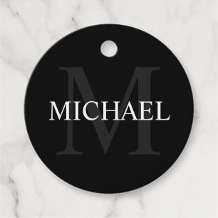 Personalisiertes Monogramm und Name Schwarz Geschenkanhänger