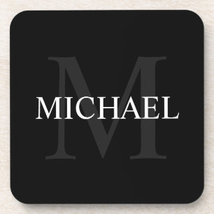Personalisiertes Monogramm und Name Schwarz Getränkeuntersetzer