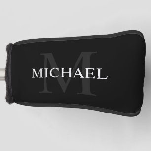 Personalisiertes Monogramm und Name Schwarz Golf Headcover