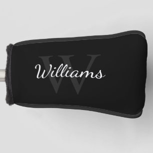 Personalisiertes Monogramm und Name Schwarz Golf Headcover