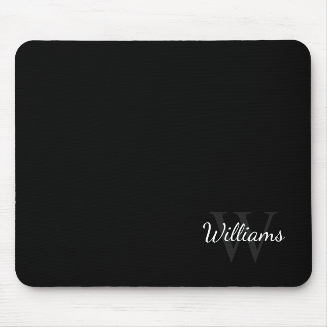 Personalisiertes Monogramm und Name Schwarz Mousepad (Vorne)