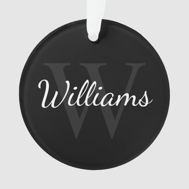 Personalisiertes Monogramm und Name Schwarz Ornament (Vorderseite)