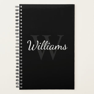 Personalisiertes Monogramm und Name Schwarz Planer