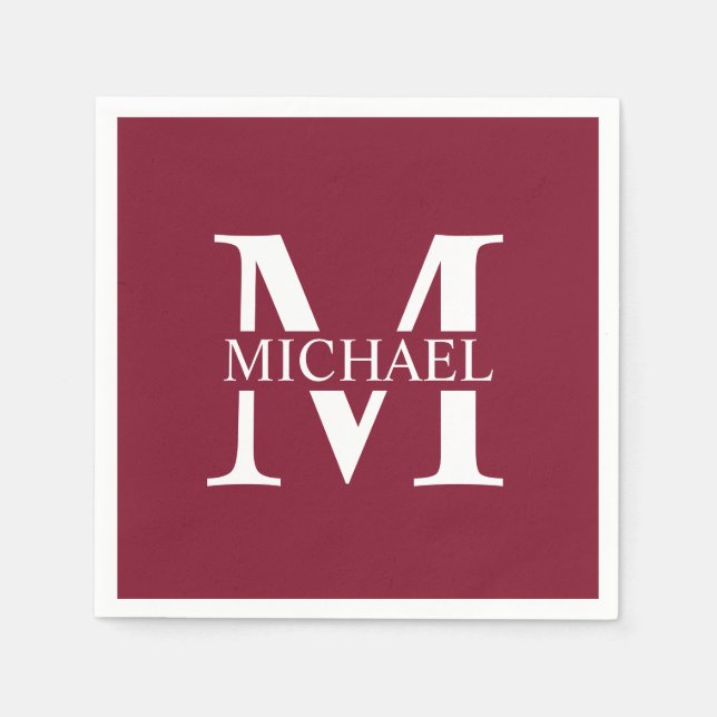 Personalisiertes Monogramm und Name Serviette (Vorderseite)