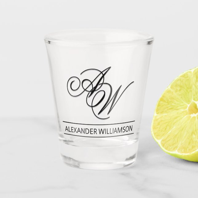 Personalisiertes Monogramm und Name Shotglas Schnapsglas (Vorderseite)