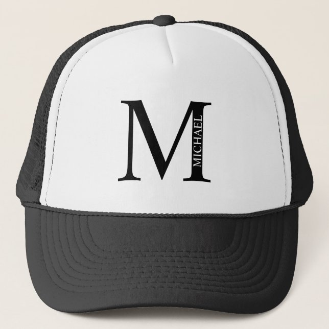 Personalisiertes Monogramm und Name Trucker Hat Truckerkappe (Vorderseite)