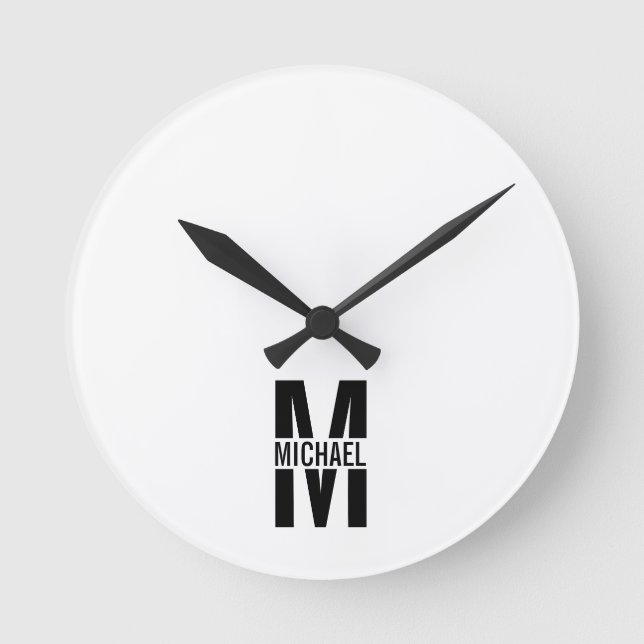 Personalisiertes Monogramm und Name Uhr (Vorderseite)