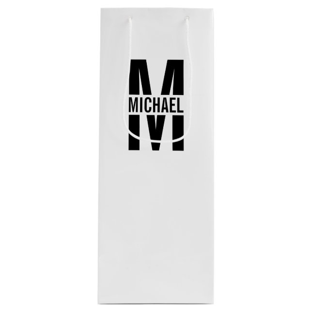 Personalisiertes Monogramm und Name Weinbeutel Geschenktüte Für Weinflaschen (Vorderseite)