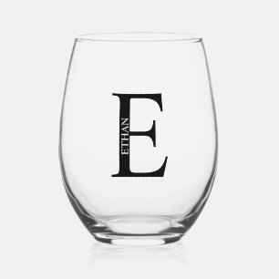 Personalisiertes Monogramm und Name Weinglas Ohne Stiel