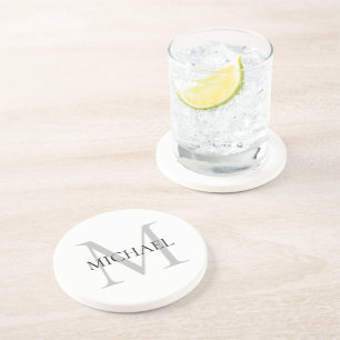 Personalisiertes Monogramm und Name weiß Getränkeuntersetzer