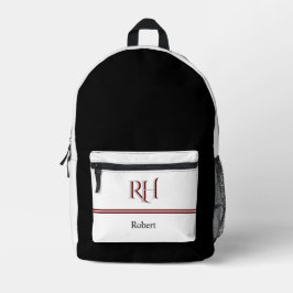 Personalisiertes Monogramm und Name Weißes Graues  Bedruckter Rucksack