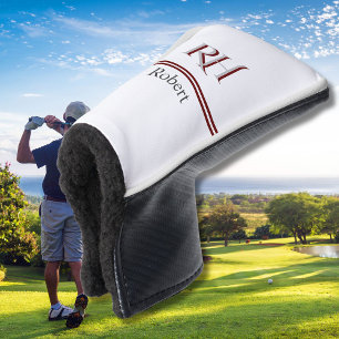 Personalisiertes Monogramm und Name Weißes Graues Golf Headcover
