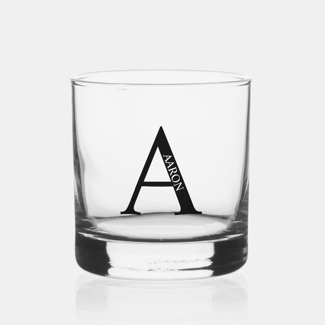 Personalisiertes Monogramm und Name Whiskyglas (Vorderseite)