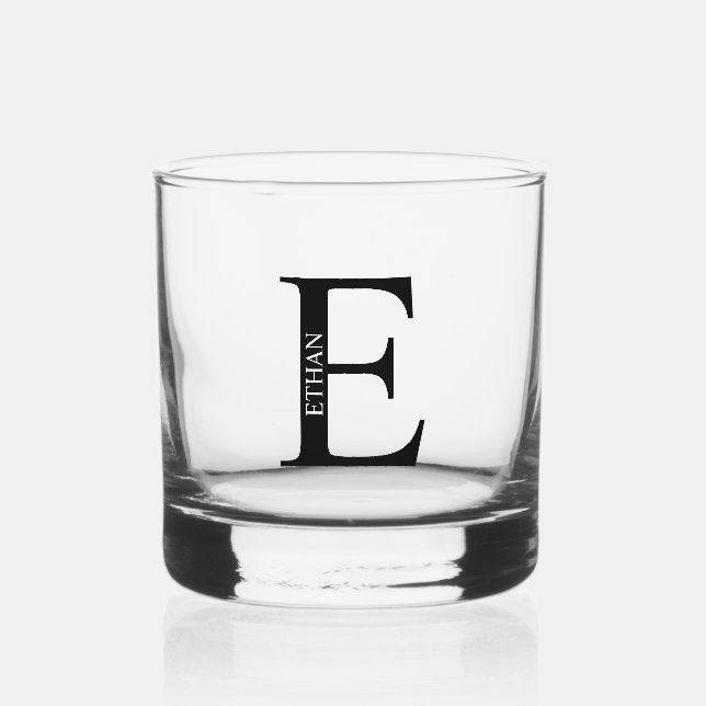 Personalisiertes Monogramm und Name Whiskyglas (Vorderseite)