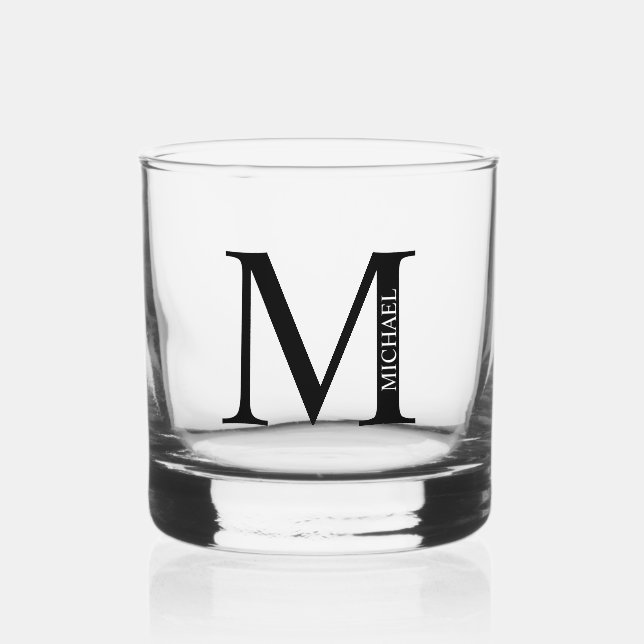 Personalisiertes Monogramm und Name Whiskyglas (Vorderseite)