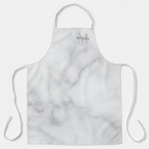 Personalisiertes Monogramm und Name White Marble Schürze