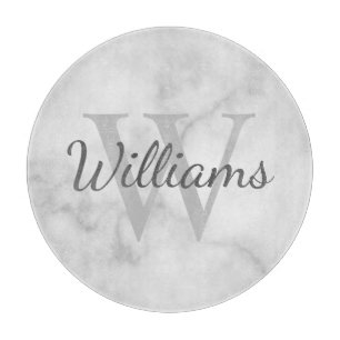 Personalisiertes Monogramm- und Namensmarmorbild Schneidebrett