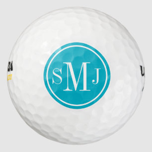 Personalisiertes Monogramm und Scuba Blue Frame Golfball