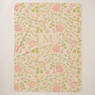 Personalisiertes Monogramm Vintage-Blumen in Salbe Sherpadecke