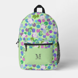 Personalisiertes Monogramm von grünen Fröschen Bedruckter Rucksack