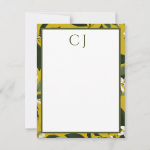 Personalisiertes Monogramm Zitrone Citrus Mitteilungskarte