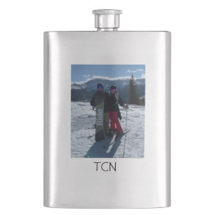 Personalisiertes monogrammiertes Foto Flachmann