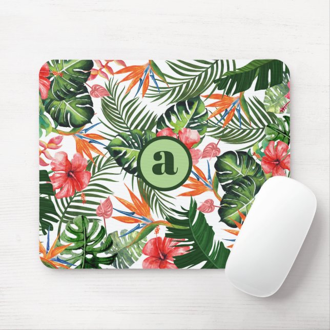 Personalisiertes monogrammiertes tropisches Muster Mousepad (Mit Mouse)