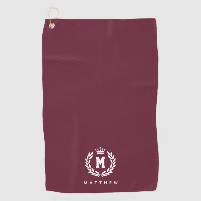 Personalisiertes Monogrammwappen mit individuellem Golfhandtuch (Vorderseite)