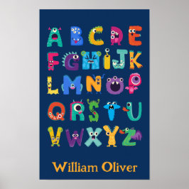 Personalisiertes Monster ABC Albern Alphabet Monst Poster