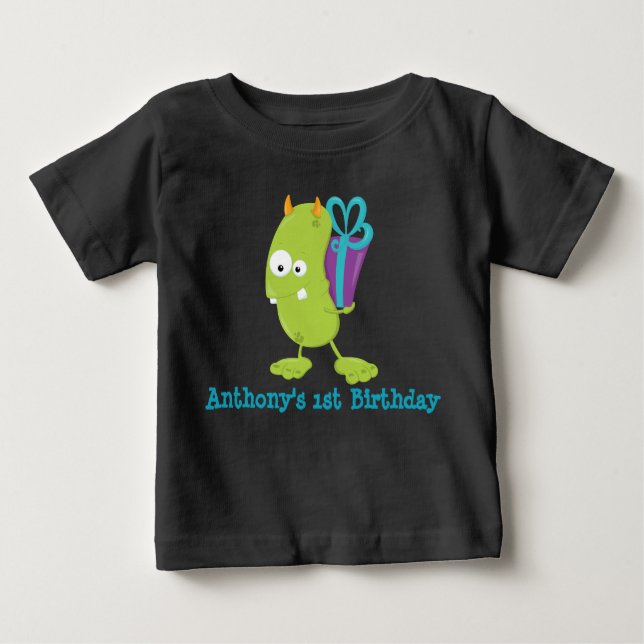 Personalisiertes Monster Erster Geburtstag T Shirt (Vorderseite)