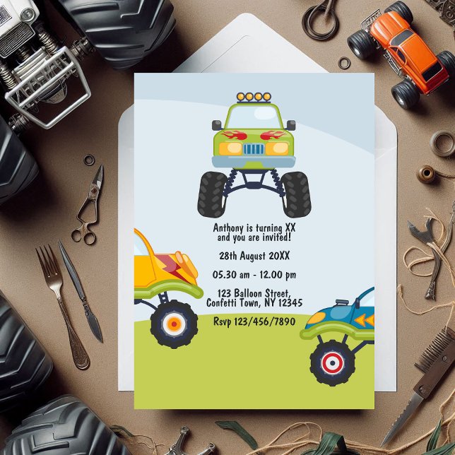 Personalisiertes Monster Truck Geburtstag Foto Einladung (Personalized Monster Truck Birthday Photo Invitation)