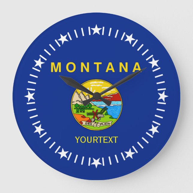 Personalisiertes Montana State Flag Design Große Wanduhr (Vorderseite)