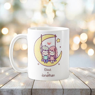 Personalisiertes Moon Swing Couple im Chibi-Stil Kaffeetasse