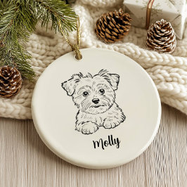 Personalisiertes Morkie-Hund-Weihnachten Keramik Ornament