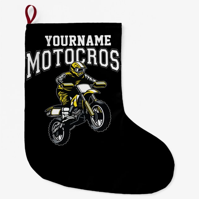 Personalisiertes Motocross Dirt Bike Racing Großer Weihnachtsstrumpf (Vorderseite)