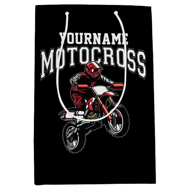Personalisiertes Motocross Dirt Bike Racing Mittlere Geschenktüte (Vorderseite)
