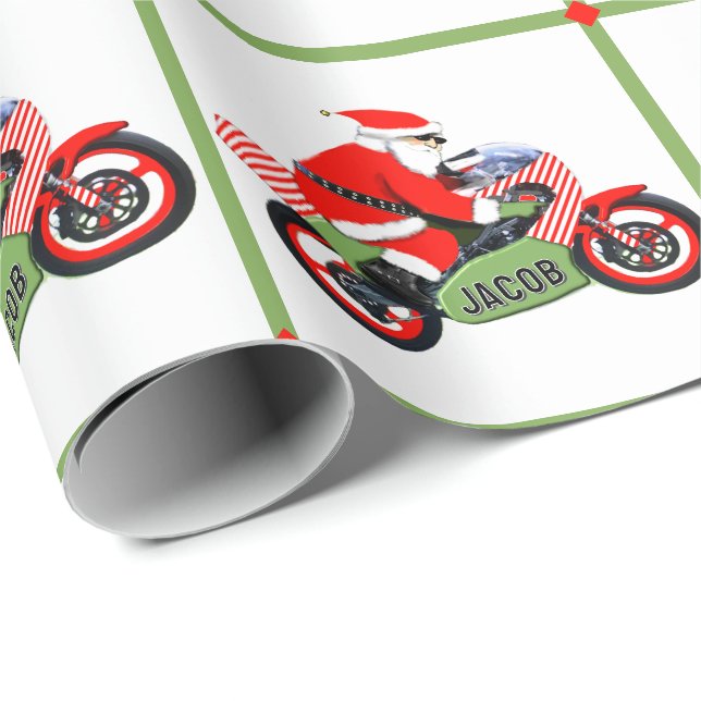 Personalisiertes Motocross-Geschenk Geschenkpapier (Rolleneckpunkt)