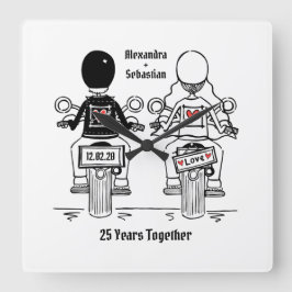 Personalisiertes Motorrad-Anniversary-Geschenk Quadratische Wanduhr