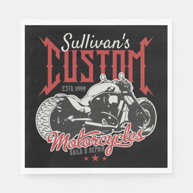 Personalisiertes Motorrad Big Bad Biker Garage Serviette (Vorderseite)