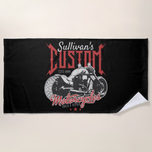 Personalisiertes Motorrad Big Bad Biker Garage  Strandtuch
