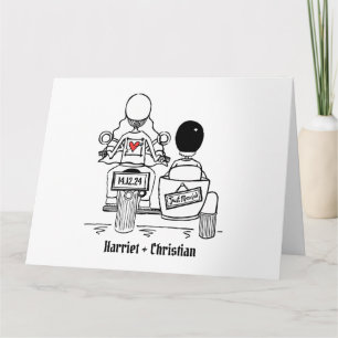 Personalisiertes Motorrad + Sidecar Wedding Karte