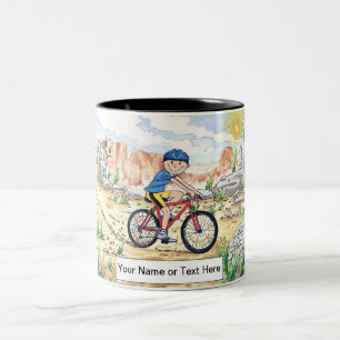 Personalisiertes Mountainbike - Männlicher Cartoon Zweifarbige Tasse