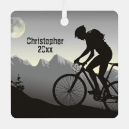 Personalisiertes Mountainbiken Vollmond Weihnachte Ornament Aus Metall