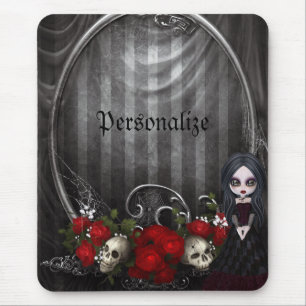 Personalisiertes Mousepad - Goth Mädchen, Schädel