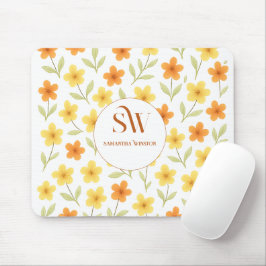 Personalisiertes Mousepad mit Orange | Gelbe Flora
